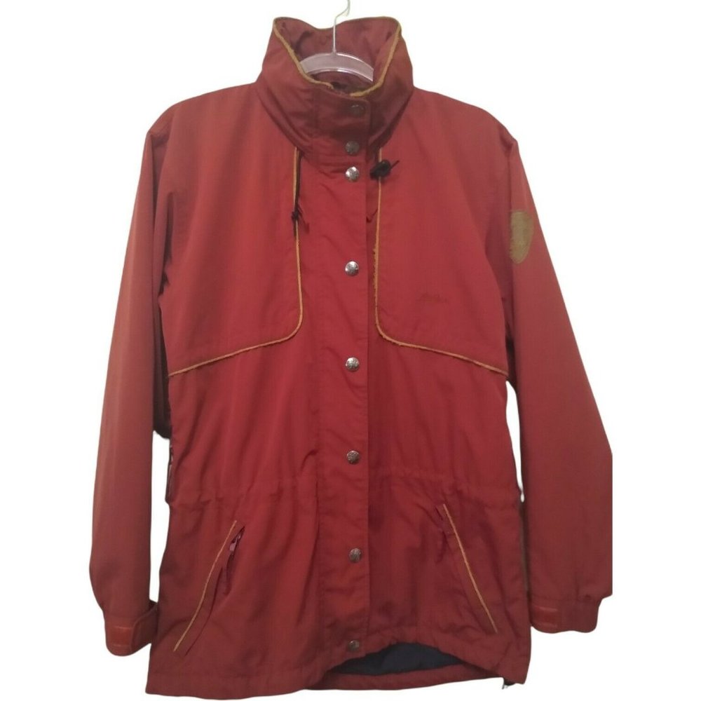 LL Bean Vintage 90's Nordic Womens Red Hooded Coat Full Zip Jacket Pockets Small